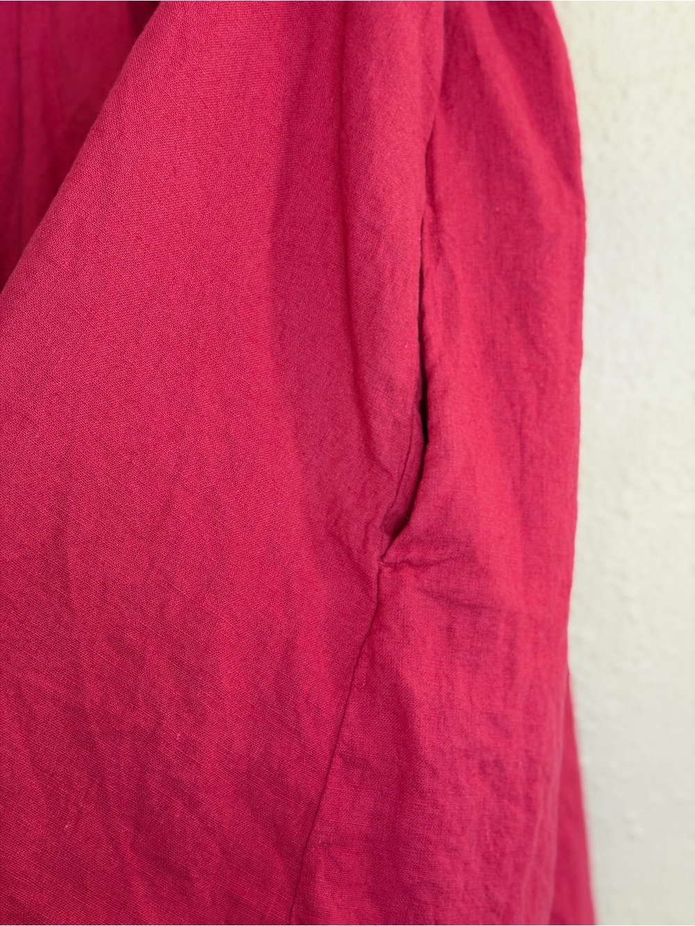 Abercrombie & Fitch | Pink Linen Blend Mini Dress Ruched Ruffle Pockets - Size L - Picture 4 of 7